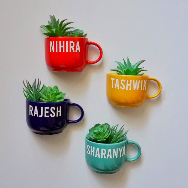 Personalised Gift Set - Small Planters -Wall-Decor-Office Accessories-Home Decor-Personalised Anniversary Birthday Wedding Gifts-Ceramic Wall Vase Set-buy online free shipping India